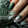 3D Christmas Nail Stickers Green Leaves Red Bean Elk Snowflake