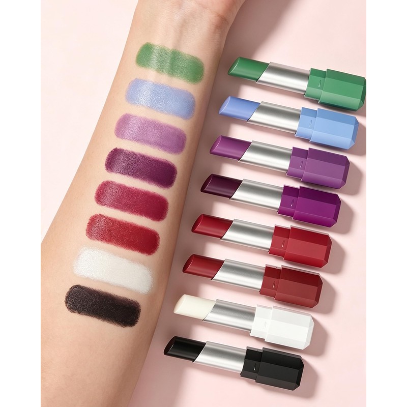 Matte Velvet Lipstick,Green Creamy Lipgloss Stick Women Halloween Makeup