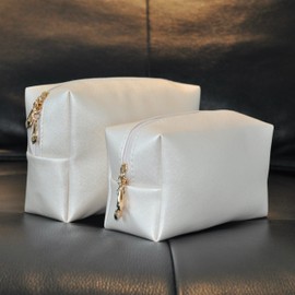 Augbunny Makeup Bag PU Leather Waterproof Multifunctional Storage Bag Toiletry Cosmetic Bag Beauty Double Zipper Organizer Storage 2 PACK