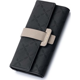 PAULO SERINI® Wallet Women - Womens Wallet with Coin Purse - Card Holder 9 Cards - Wristlet - Vegan Wallets for Women - Birthday Gifts for Women - Billeteras de Mujer - Carteras de Mujer - Onyx Black