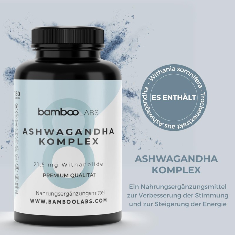 Bamboo Labs - Ashwagandha Capsules with Withania Somnifera Dry Extract,