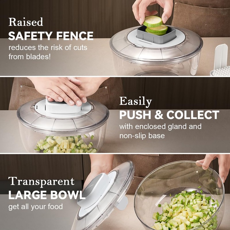 KEOUKE Salad Spinner and Vegetable Chopper Set with 3 Blades,
