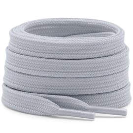 DELELE Solid Flat Shoe Laces: Hollow Thick Gray Shoelaces for Sneakers 2 Pair 31 inch
