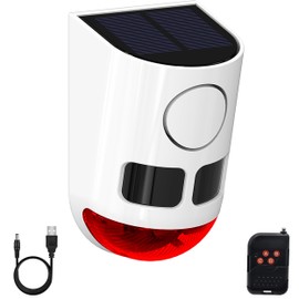 Comboss Solar Motion Sensor Alarm - Motion Sensor Dog Barking 129dB Noise Maker, Outdoor Security Siren Waterproof Motion Activated Detector 4 Work Modes for Farm, Barn, Yard (1 Pack)