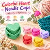 5-Piece Heart-Shaped Knitting Needle Stoppers – Double-Hole Spring Cord Locks