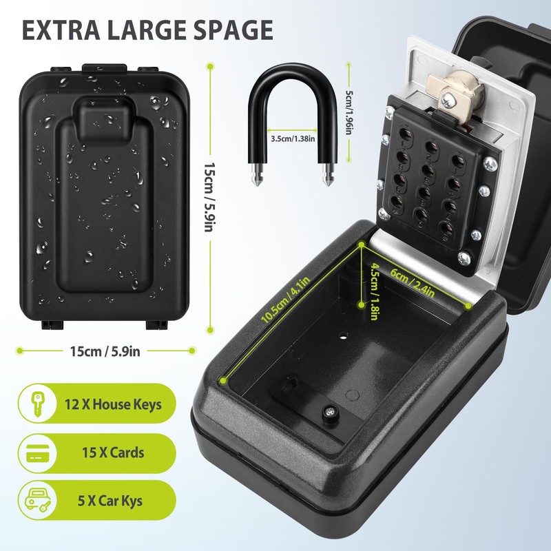 NEWIROVE Key Safe with Number Code, Large Key Safe with