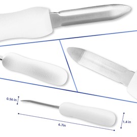 WENDOM Oyster Knife White Oyster Shucker with Anti-slip Handle New Haven Style for Working Stainless Steel Oyster Shucking Knife 12Pack