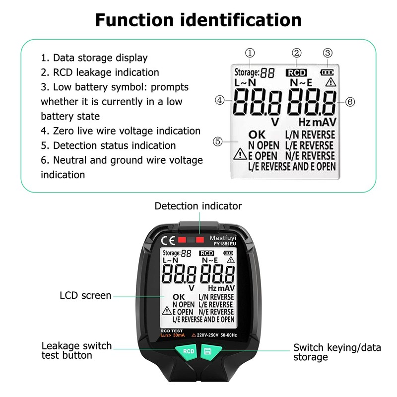 Ticfox Socket Tester – 20 Sets Data Storage Liquid Crystal