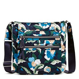 Vera Bradley Women's Performance Twill Triple Zip Hipster Crossbody Purse, Immersed Blooms, One Size