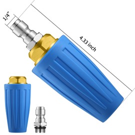 VORIGY Turbo Nozzle Pressure Washer 4000 PSI Max Rotating Blue Pressure Washer Nozzle with 1/4" Quick Connect Pressure Washer Tips Power Washer Nozzle for Cleaning Brick, Concrete, and Vinyl Surfaces