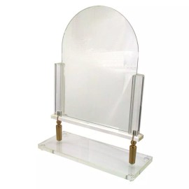 FindingKing Crystal Clear Glass Mirror - 30° Tilt - Stylish Brass Hinges - 12x16