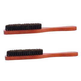Baluue 2pcs Solid Wood Travel Hairbrush Set Boar Bristle Hair Brushes for Fine Hair Barber Supplies Gentle Scalp Massage Brush