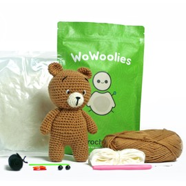 WoWoolies Amigurumi Oscar Set | Crochet and Crochet Set with Step by Step Instructions | Plush Toy Bear | Complete Set | Crochet Hook, Safety Eyes, Coloured Yarn