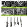 5pcs Carbide Burrs Single Cut Rotary File with 6mm/0.24in Shank