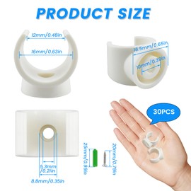 SDTC Tech 30 Pack 1/2 Inch PEX Pipe Clamp Clip, 16 mm U Hook PEX Tubing Clamps Hangers PVC Water Pipe Support Holder Bracket Socket, White Plastic Clips Hangers (Fasteners Included)