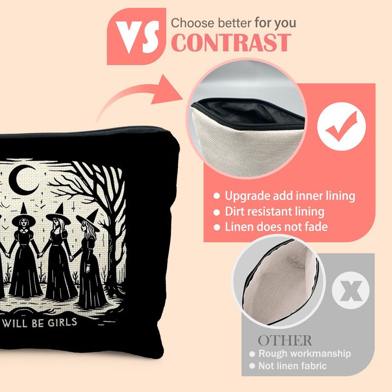 KBRCT Witchy Witch Halloween Makeup Bag Gifts for Women Friends