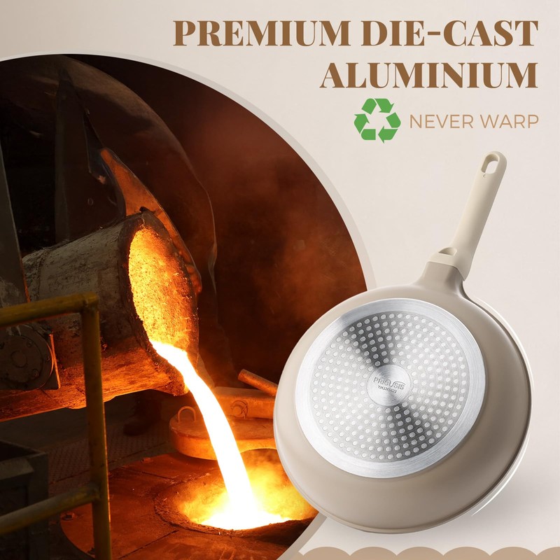 PRICUSIS Nonstick Frying Pan with Lid, Healthy Skillet, Egg Pan