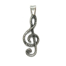 Sterling Silber Anhänger Charm Violinschlüssel Massiv Echt Punziert 925 R001494