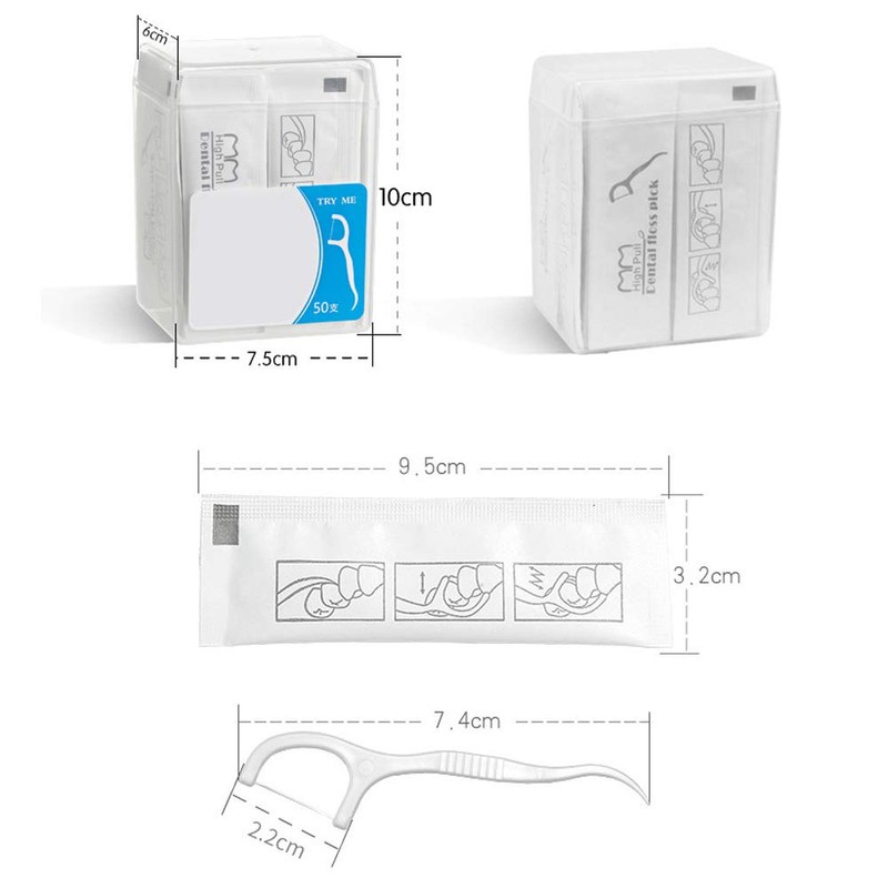 50 Count,Individually Wrapped Micro Dental Floss (50 Pcs)