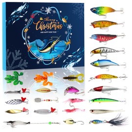 Fishing Advent Calendar 2025, Fishing Lure Set, 24-Day Christmas Countdown Calendar, for Fishing Friends, Dad and Men