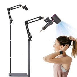 Hair Dryer Stand Hands Free 360 Rotate Hair Dryer Holder Stand Floor, Hands Free Blow Dryer Stand Clip Suitable for 99%