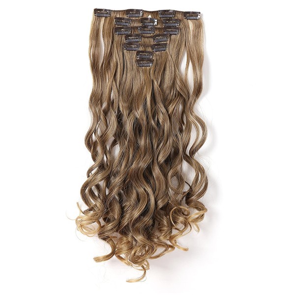 Onedor 20" Curly Full Head Clip in Synthetic Hair Extensions 7pcs 140g (R1416T)