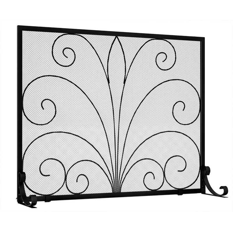 Fire Beauty Fireplace Screen,Handcrafted Wrought Iron,Flat Guard Metal Furnace Fireguards
