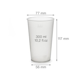 25x Transparent Quality Reusable Drinking Cups (300 ml) Made of Extra Strong and shatterproof Plastic (PP)