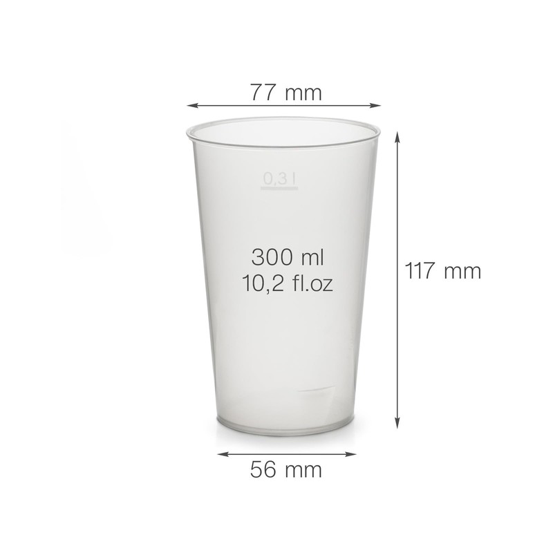 25x Transparent Quality Reusable Drinking Cups (300 ml) Made of