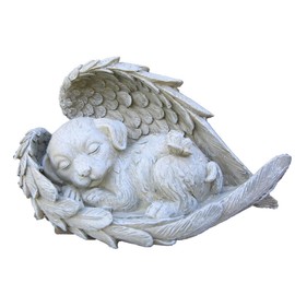 Angel Dog Memorial Statue Angel Wings Garden Sculpture Cherished Pet Memorial Stone with Wings, Heartfelt Keepsake for Dog Loss, Beautiful Garden Decoration & Grave Marker