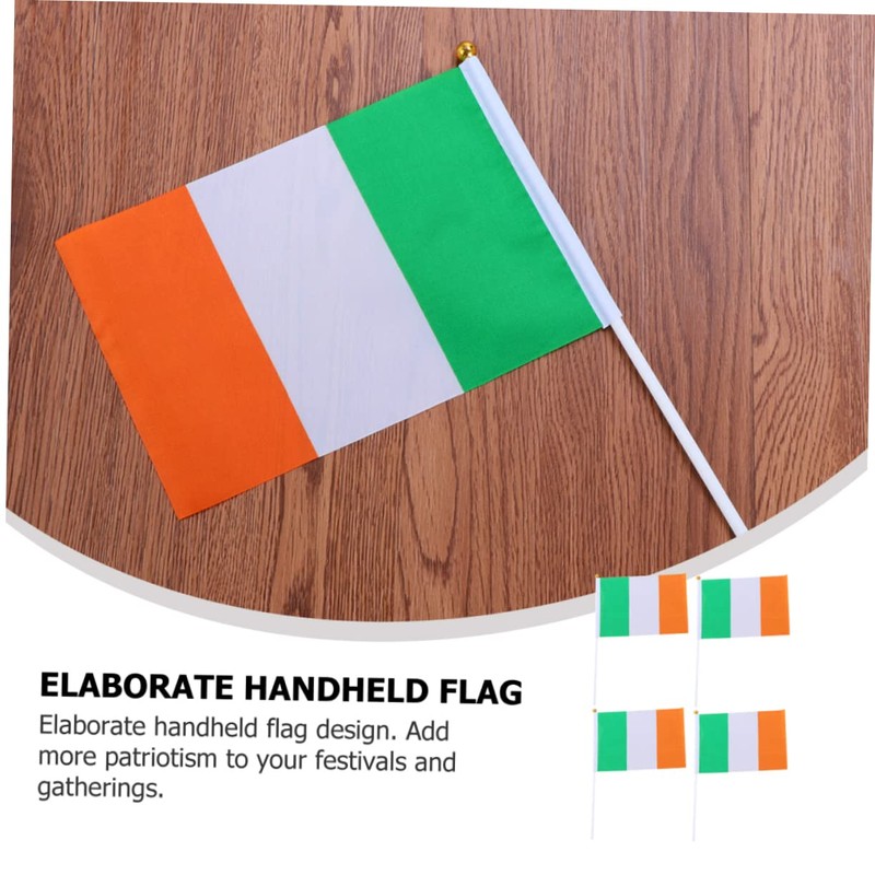 Totority 20pcs Mini Ireland Handheld Flags Lightweight Tear Resistant for
