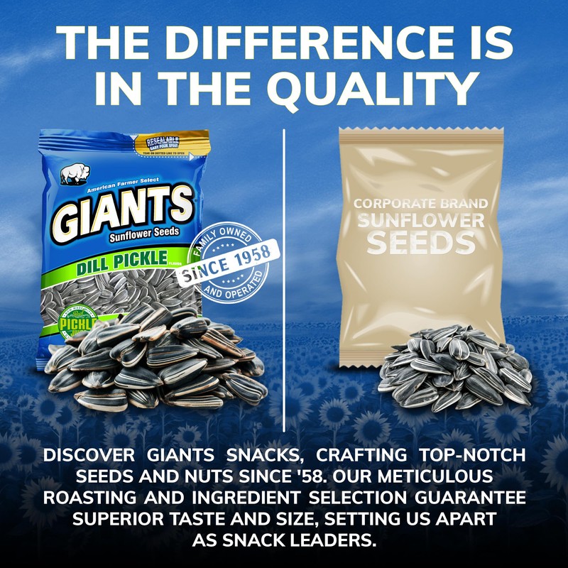 GIANTS Dill Pickle Sunflower Seeds - Sunflower Seeds Bulk, Big