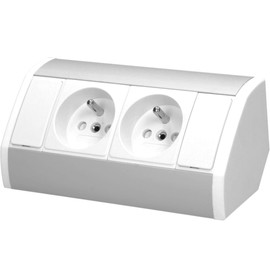 ORNO GM-9005/W-G Corner Socket 2 Compartments with Child Lock, 45° Assembly Assembly, 3680 W, Type E French Socket, for Kitchen, Office and Worktop