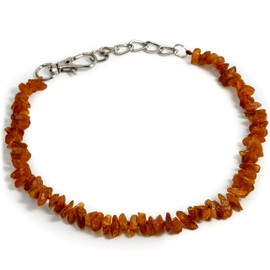 Unpolished Baltic Amber Collar, Suitable for Dogs and Cats, Adjustable (30-35 cm Cognac)