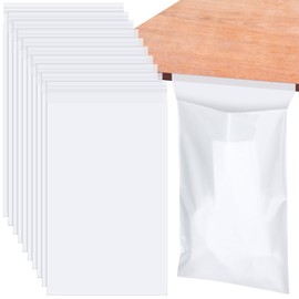Geiserailie 200 Pcs Bedside Bags, Disposable Plastic Adhesive Garbage Bedside Bags, Portable, White, Open-ended, 7 in x 11.5 in Ideal for Hospital and Home Use