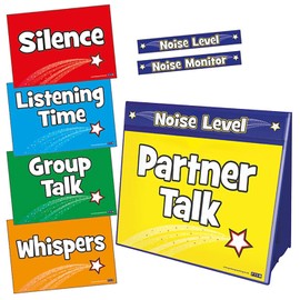 Double Sided Noise Level Monitor Behaviour Display Group Focus Board Worksheet Holder Classroom Display Children Pupils School Teachers Resource A4 Primary Teaching Services (Blue)