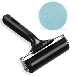 4-Inch Rubber Brayer Roller & 4-Inch Plastic Stamp Making Pressure Plate for Printmaking, Great for Gluing Application