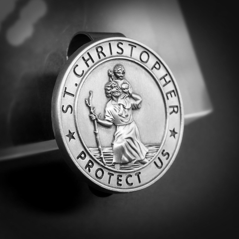 Anwlki St Christopher Medal for Car Saint Christopher Visor Clip