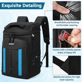ANILD Cooler Backpack Soft Insulated Leak Proof for Men and Women, 2 Insulated Compartments Portable Backpack for Travel, Camping, Beach and Picnic