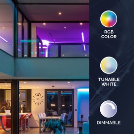 Satco S11285 Starfish WiFi Smart LED Color-Changing and Tunable White Recessed Retrofit Downlight, 4 Inches