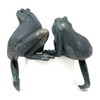 Small Bronzed Green Pair of Climbing Frogs Garden Patio Pond
