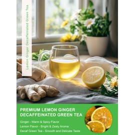 TeeLux Lemon Ginger Decaf Green Tea, Smooth Decaffeinated Green Tea with Spicy Ginger & Refreshing Natural Lemon Flavor, 100 Count