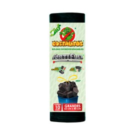 Costalitos Bolsas para Basura con Jareta, 1 ROLLO, color Negro, Grande, 62 x 80 cm