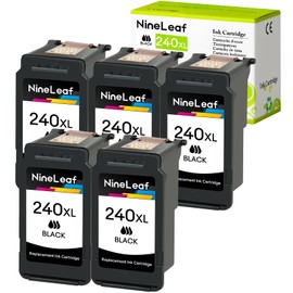 NineLeaf Remanufactured Ink Cartridge Replacement for Canon PG240XL PG-240XL 240XL use in Pixma TS5120 MG3620 MG3520 MX432 MX472 MX532 MX452 MG2220 MG2120 MG3120 MG3220 Printer(5 Pack Black)