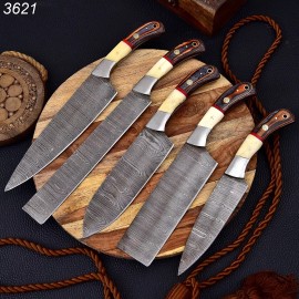 Handmade Knife Set Chef Kitchen Damascus steel Knives custom steak cleaver Boning x225