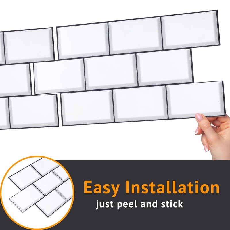 WALPLUS Tile Stickers Glossy Waterproof Oil Proof Removeable Stick on