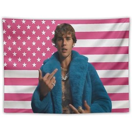 Justin Tapestry Flag Bieber Music Wall Hanging Poster Banner Wall Decoration Bedroom Living Room Dormitory Concert Fun Gifts - Color: black, Size: 40x30IN (102x76cm)