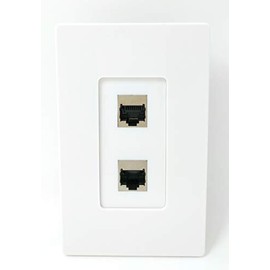 RiteAV CAT 6A Shielded 2 Port Screwless Wall Plate Single Gang White