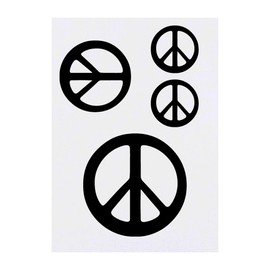 4 x 'Peace Sign' Temporary Tattoos - Water Resistant, Skin-Safe, Non-Toxic Transfers, Mixed Sizes (TO00070152)