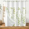 Green Leaves Shower Curtain No Hooks with Snap-in Fabric Liner
